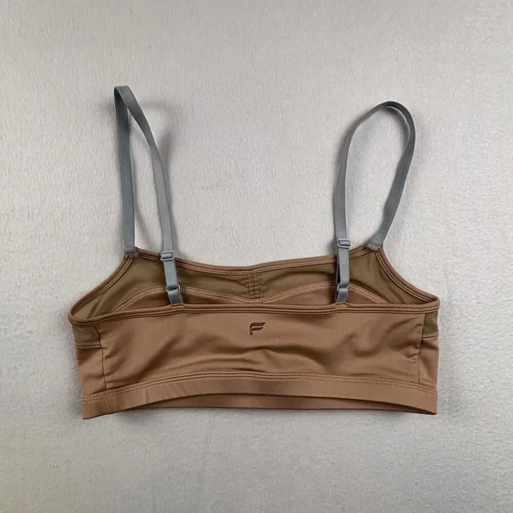 Fabletics Tan Sports Bra Women's Small Adjustable Strap Low Impact Workout Bra